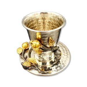 Silver Pomegranates Stainless Steel Kiddush Cup