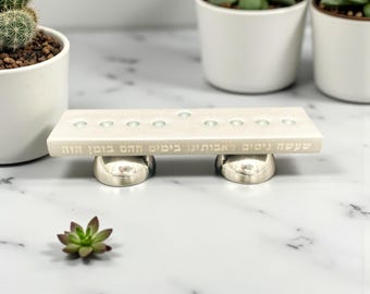 Silver Hanukkah Menorah & Shabbat Candlesticks 2-in-1 | Multi-Use Judaica Gift | Space-Saving Design