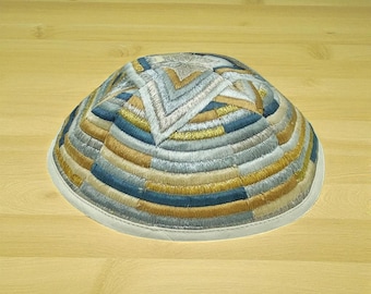 Kipá Estrella de David Dorada / Kipá Bordada Judía / Regalo de Bar Mitzvah / Kipá de Shabat