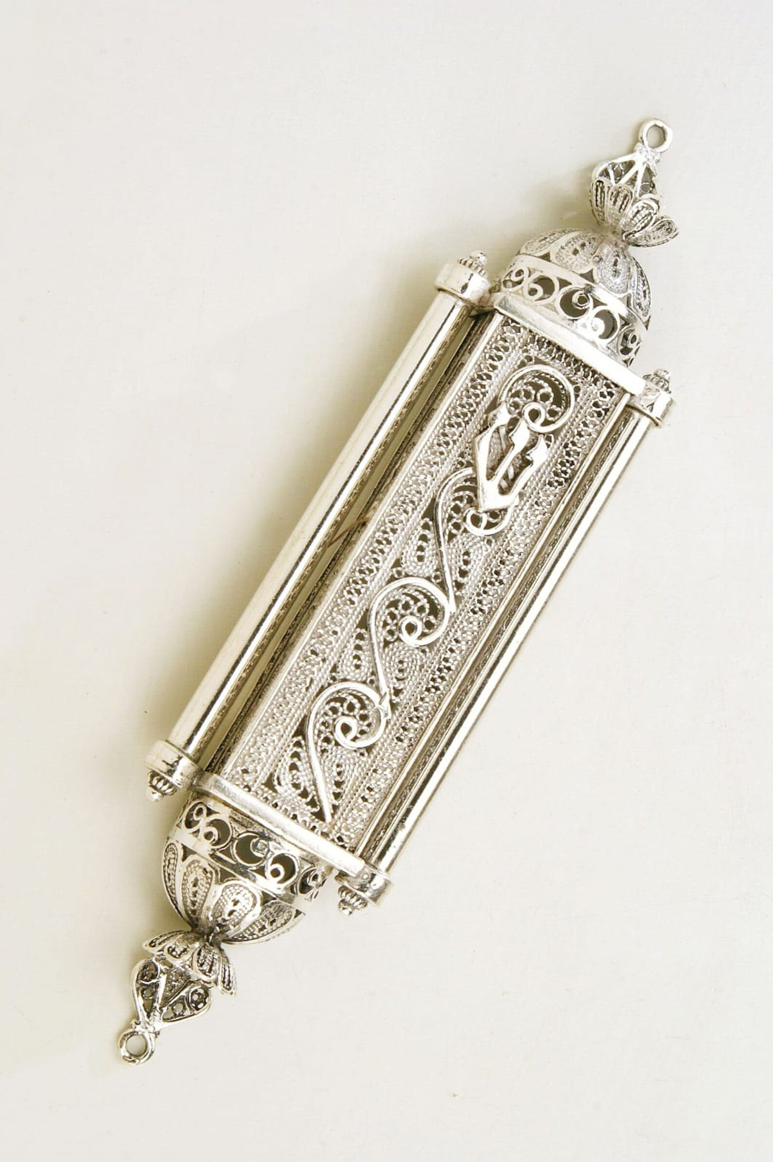 Sterling Silver Mezuzah caseTorah Design handmade Yemenite Etsy