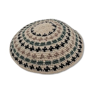 Cotton knitted Hand Made Kippah Jewish yarmulke Beige