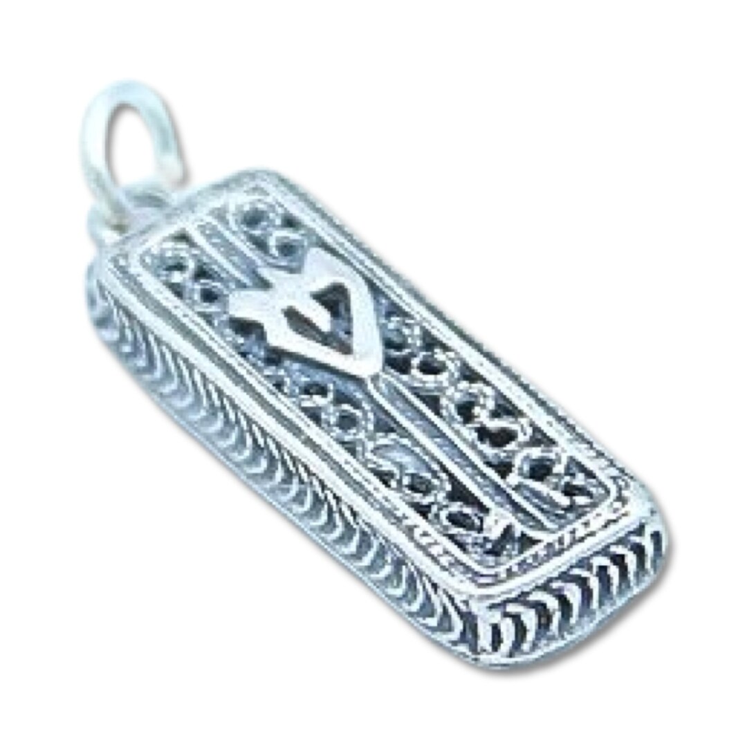 Silver Mezuzah Necklace - Chain 18 inch  Pendant 15/16 inch H 3/8 inch W main image 0