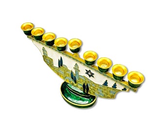 Gold Enamel Jerusalem Menorah