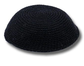 Kippah in cotone nero 15 cm/6"