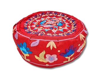 Big Embroided Red Flowers Kippah