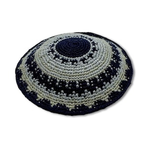 Blue Cotton knitted Hand Made Kippah