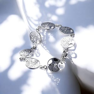 Pulsera del Árbol de la Vida de Plata de Ley