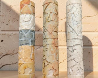 Handmade Jerusalem Stone Lion Mezuzah Case