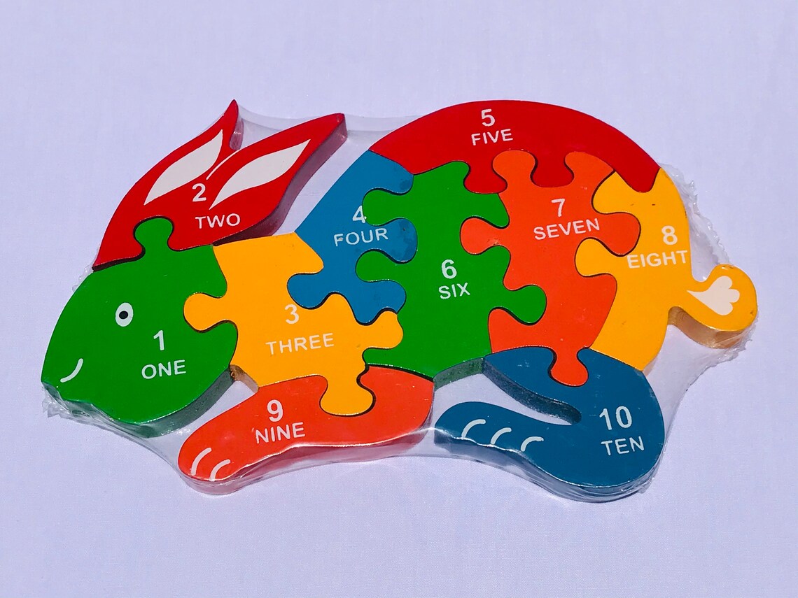 Rabbit Puzzle Kids Toy Jigsaw Wooden Puzzle Gift for Kids Etsy