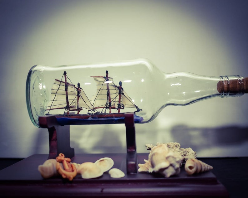 Ship in Bottle Handmade Wine Bottle Sailing ship ship Etsy