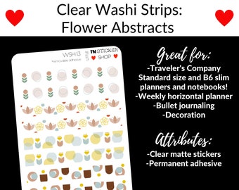Clear flower washi stickers for Standard TN and b6 Slim-size planners and notebooks!