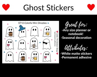 Colorful ghost stickers for any size planner and notebook!