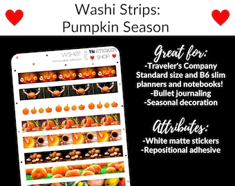 Pumpkin washi stickers for Standard TN and b6 Slim-size planners and notebooks!