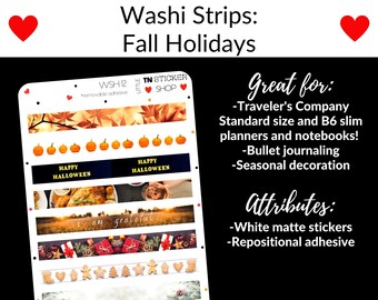 Holiday washi stickers for Standard TN and b6 Slim-size planners and notebooks!