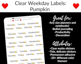 Clear weekday label pumpkin stickers for any size planner and notebook!