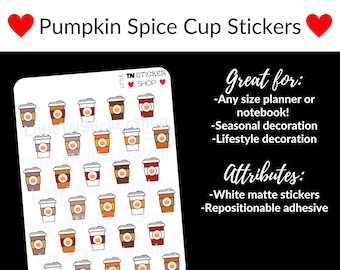 Pumpkin spice coffee cup stickers for any size planner and notebook!