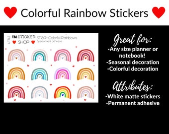 Colorful rainbow stickers, for any size planner and notebook!