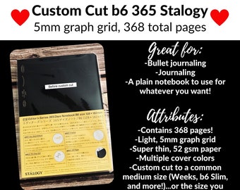 Custom Cut B6 Stalogy 365 Notebook: B6 Slim, Weeks, Personal and More Sizes