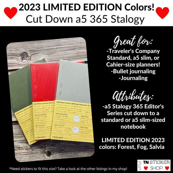 Cut down a5 Stalogy 365, standard stalogy, a5 slim, Cahier/Wide, Personal, or Weeks notebook! 2023 stalogy