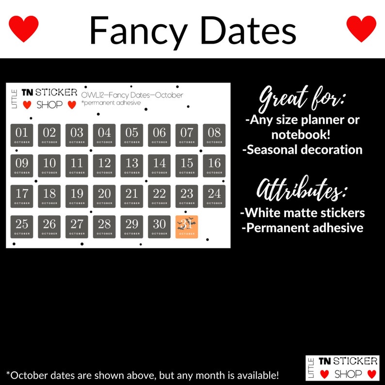 Fancy Date Stickers for Any Size Planner! - Etsy