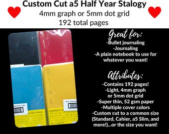 Custom Cut A5 Stalogy Half Year Notebook: Standard, Weeks, Cahier and More Sizes