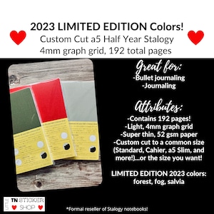 Custom Cut A5 Stalogy Half Year Notebook: Standard, Weeks, Cahier and More Sizes