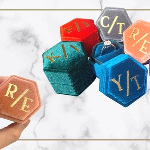 Boîte à bagues en velours personnalisée | Boîte à alliances personnalisée| Jour du mariage| Cadeaux personnalisés| Fiançailles| Proposition| Mariage|