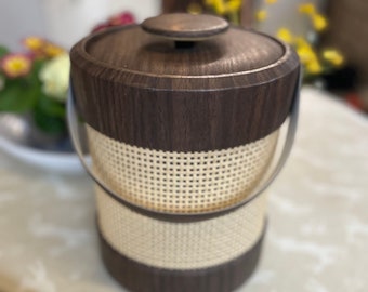 Vintage MCM Shelton-Ware Kunstleder und Rattan Eiskübel