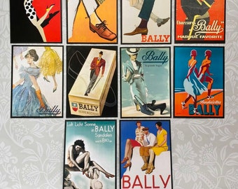 Vintage Bally Schuhe Postkarten Artwork