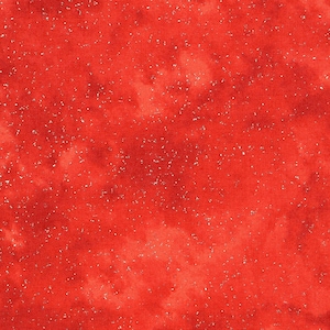 Könnte beinhalten: Roter Stoff mit subtilem Glitzern, mit einem gesprenkelten, tie-dye Muster. Der Stoff hat eine weiche, strukturierte Oberfläche.