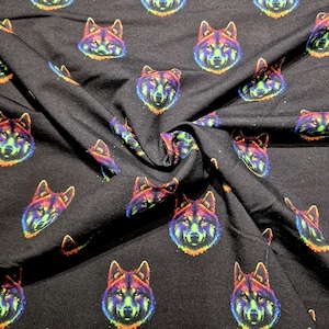 French Terry Regenbogen-Wolf Kombi Tiere Stenzo Sommersweat