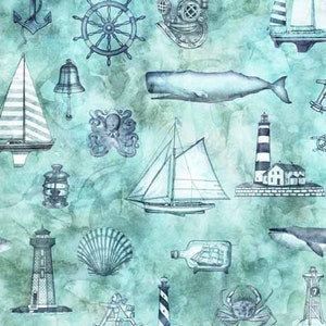 Baumwollstoff Maritim Coastal Collage Quilting treasure Webware