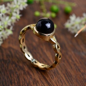 Black Onyx Ring, 18K Gold Ring, Handmade Ring, Vintage Rings, Boho Rings, Minimalist Ring, Gift For Her, Statement Ring, Midi Ring,AJ-45-dud