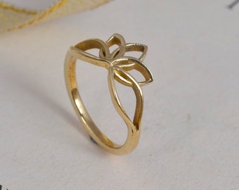 Lotus Ring, Ring For Women, Floral 18K Gold Ring, Flower Ring, Handmade Ring, Ring For Her, Lotus Flower Ring, Unique Rings, Christmas Gifts