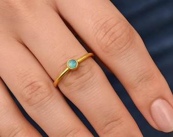 Ethiopian Opal Ring, Dainty Gold Opal Ring, October Birthstone Jewelry, Minimalist Gemstone Ring, Gift For Her