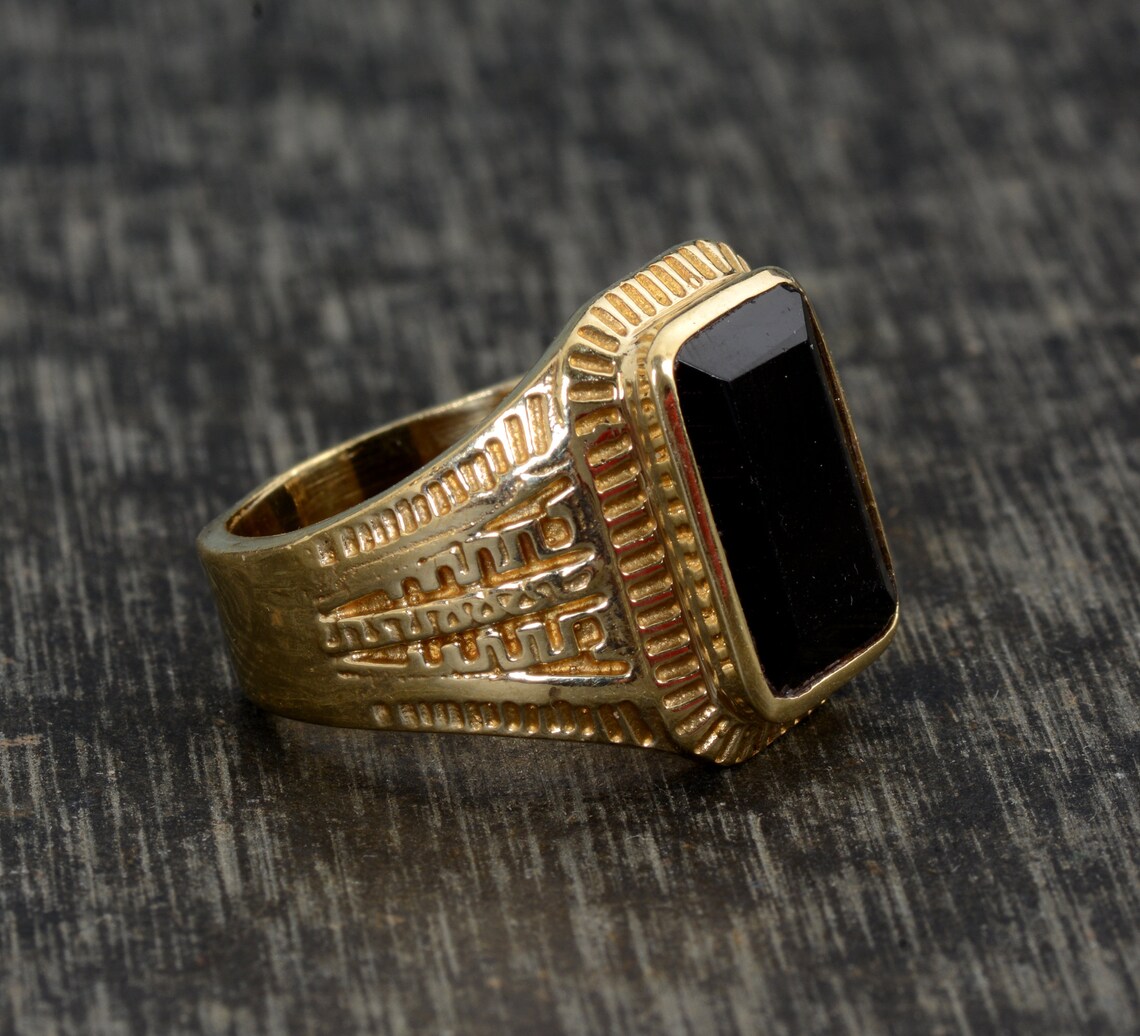Mens Black Onyx Ring Pinky Ring Sterling Silver 925 Etsy UK