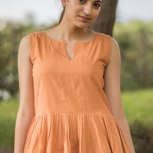 Orange Pleated Top Handmade In Naturally Dyed Organic Cotton image 4