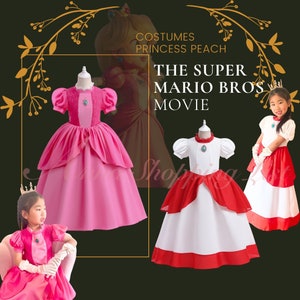 Costume de princesse pêche dans Super Mario Bros, robe d'anniversaire pour  filles, cosplay de princesse d'Halloween, habillage de contes de fées, robe  de soirée pour filles -  Canada