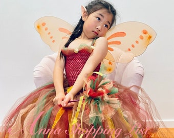 Girl Fairy Costume, Girls Birthday Dress up, Halloween Fairy Cosplay, Fairy Tales Dress up, Girls Party Dress, Fairy Tutu Dress with Wing