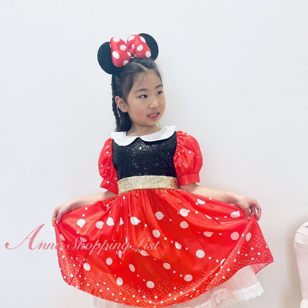 Disfraz de Minnie Mouse, vestido de bebé de Disney Mickey Mouse, vestido de Minnie para niños pequeños, vestido de cumpleaños de niña, cosplay para niños de Halloween, vestido de cuentos de hadas