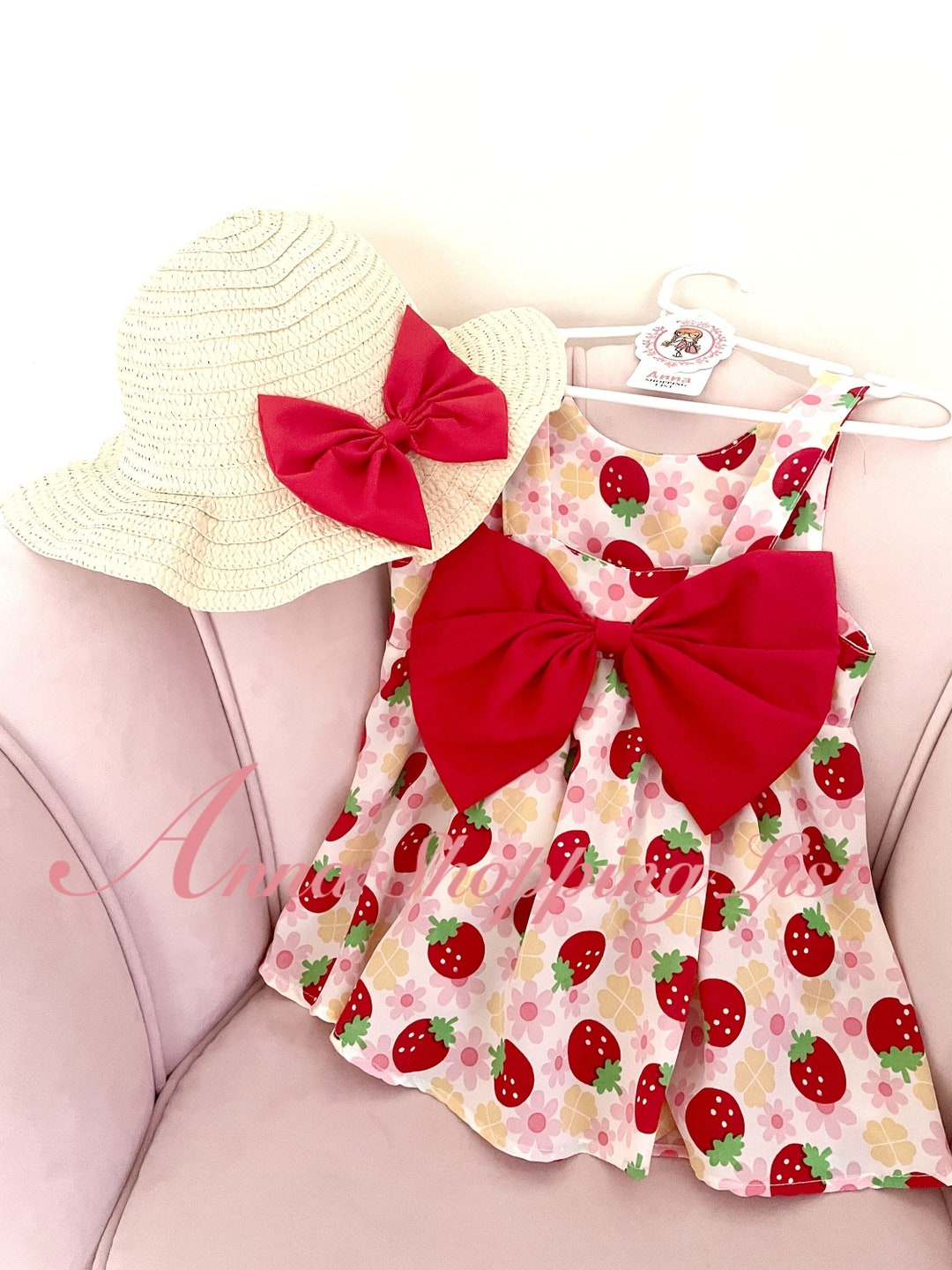 03yrs Baby Strawberry Dress With Hat Toddler Girl Summer Etsy