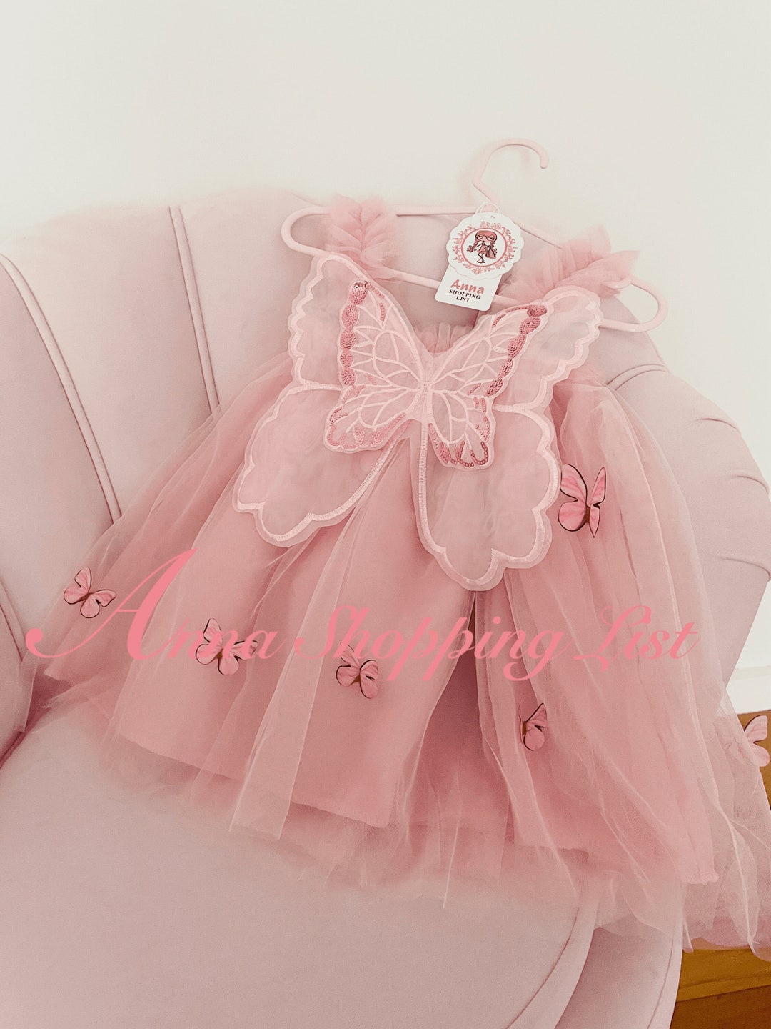 Toddler Pink Butterfly Dress, Toddler Girls Dress,summer Baby Clothes