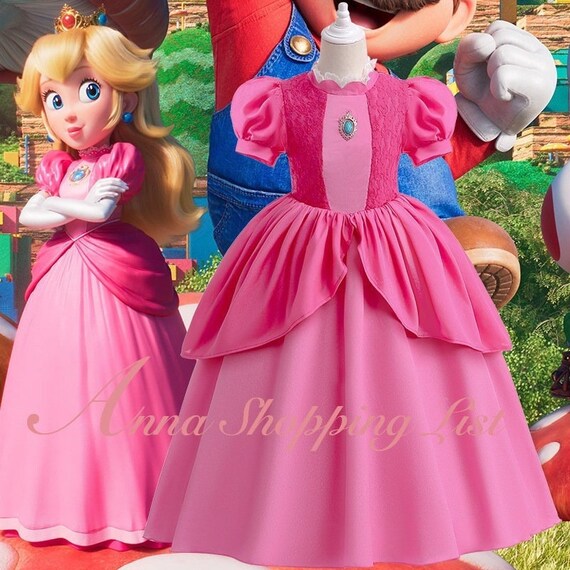 Costume de princesse pêche dans Super Mario Bros, robe d'anniversaire pour  filles, cosplay de princesse d'Halloween, habillage de contes de fées, robe  de soirée pour filles -  Canada