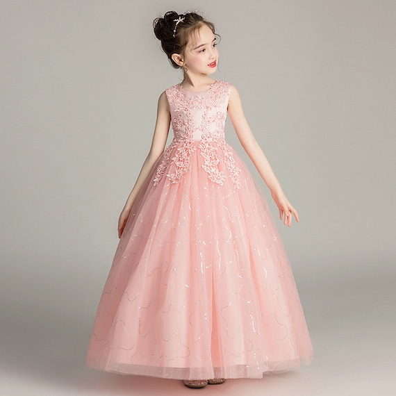 Long Flower Girl Dress Princess Gown 