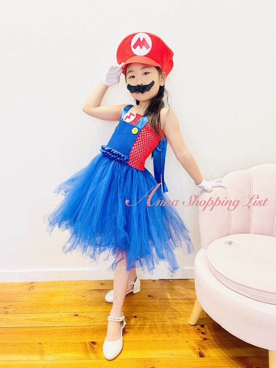 Super Mario Costume in the Super Mario Bros, Girls Birthday Dress Up,  Halloween Characters Cosplay, Mario Dress Up, Fairy Tales Party Dress 