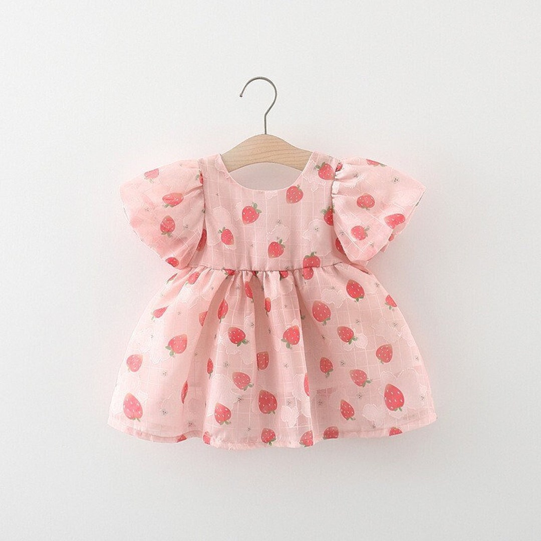 0-3yrs Baby Strawberry Cotton Dress Girls Summer Tulle Dress - Etsy
