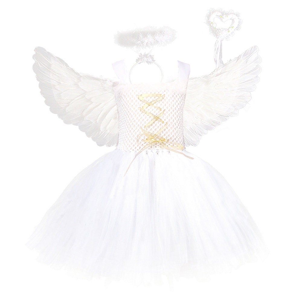 Conjunto de disfraces de ángel de niña, vestido de cumpleaños de niña,  cosplay de ángel de Halloween, vestido de cuentos de hadas, vestido de  fiesta de niñas, vestido de tutú de ángel