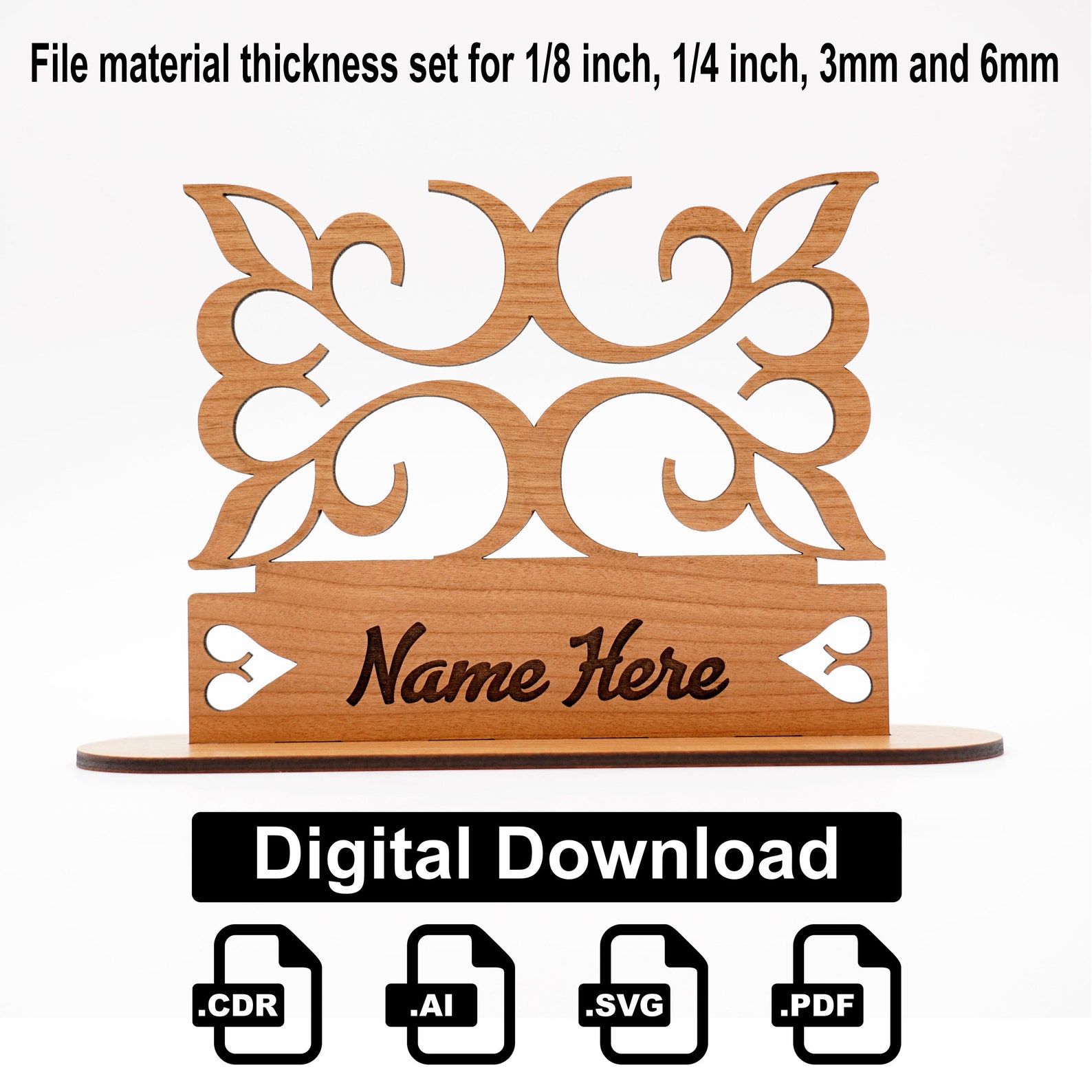 Decorative Desk Plate/ Name plate Vector Laser Cut/ Digital Etsy