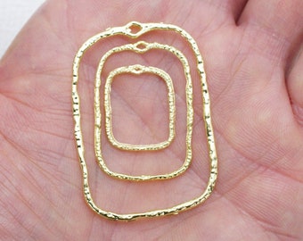 Rectangle Open Back Bezel, Gold Charms for Pressed Flowers UV Resin Epoxy Resin, Enamel Earrings Jewelry Making Findings DIY Kit 10 pcs