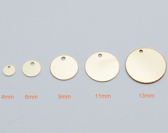 14k Gold Filled Round Jewelry Tags: Custom Logo Charms, 10pcs
